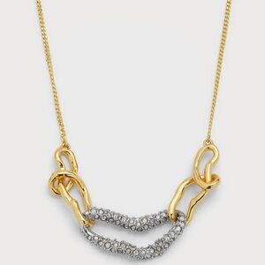 NWOT Alexis Bittar Gold and Silver Pavé Curved Link Necklace